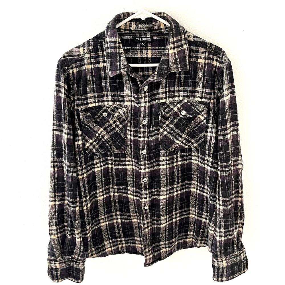 True Religion Travertine Workwear Plaid Shirt, Size: XL